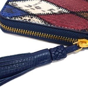 NWT Tory Burch Navy Snakeskin Leather Wallet
